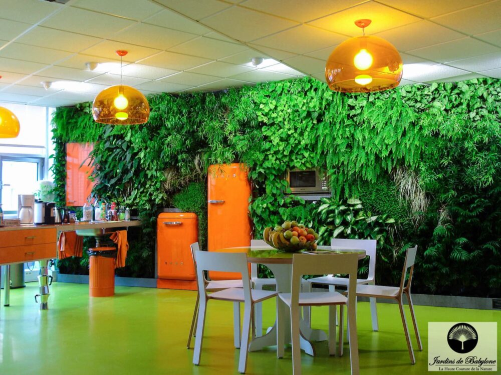 plantes tropicales d'un mur végétal d'intérieur