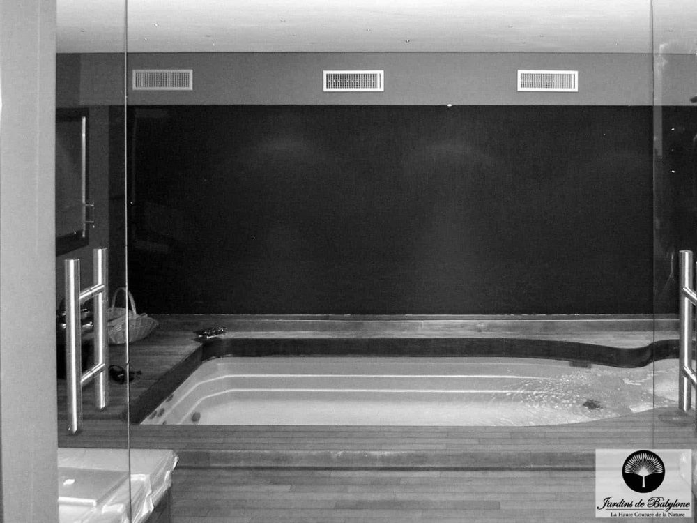 mur vegetalise avant la realisation de celui-ci dans une piscine