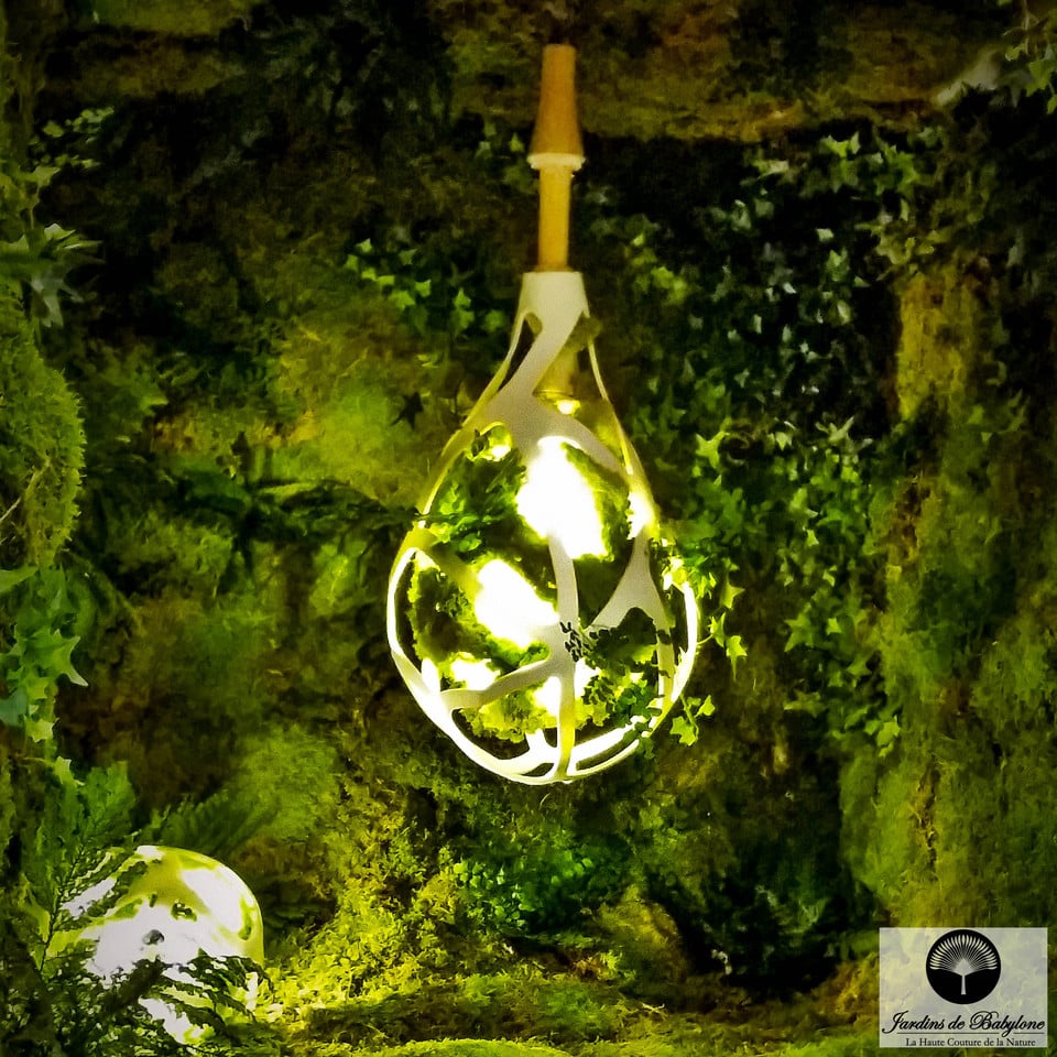 lampe végétale kodama, design végétal réalisé par jardin de babylone